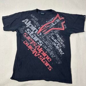 Alpinestars y2k Print Motorcycle Racing T-Shirt Black Red Logo Streetwear‎